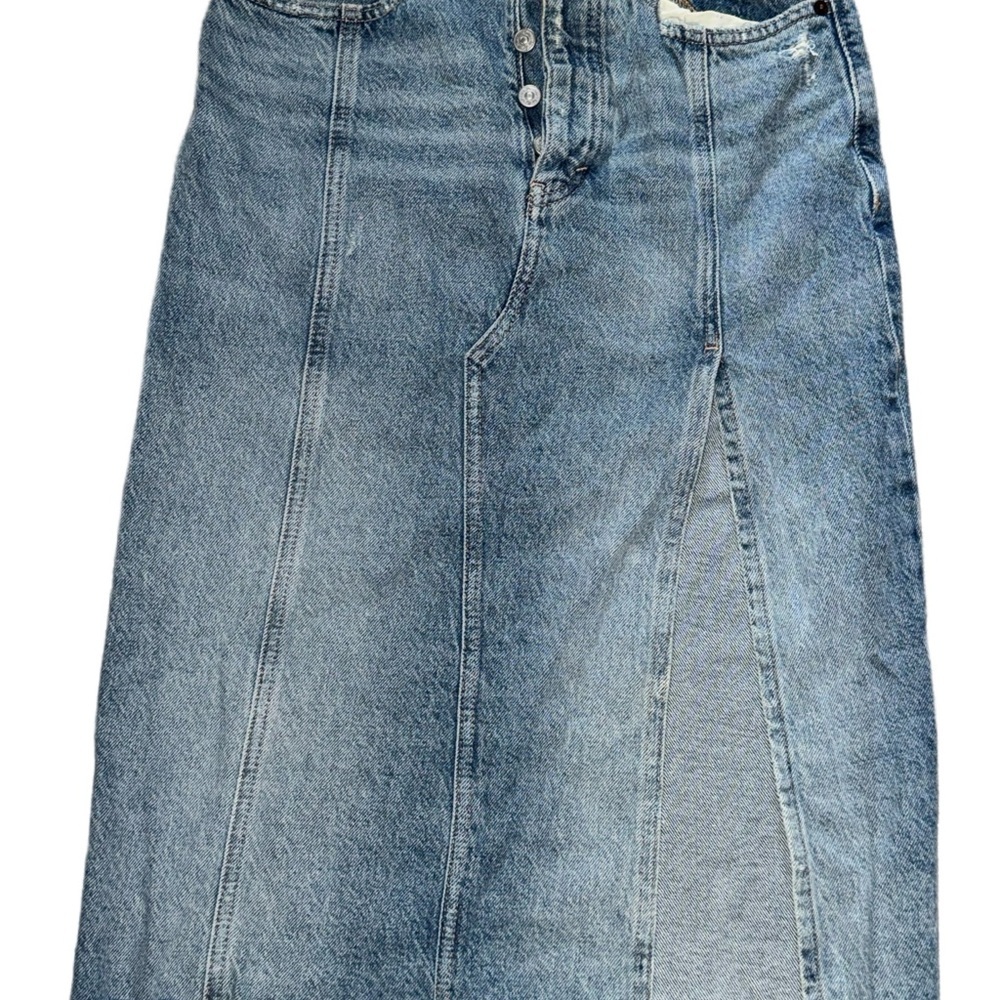 We The Free Denim Maxi Skirt with Front Slit